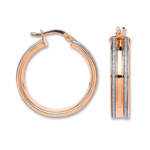Real Silver Moondust Hoops Rose Gold Finish