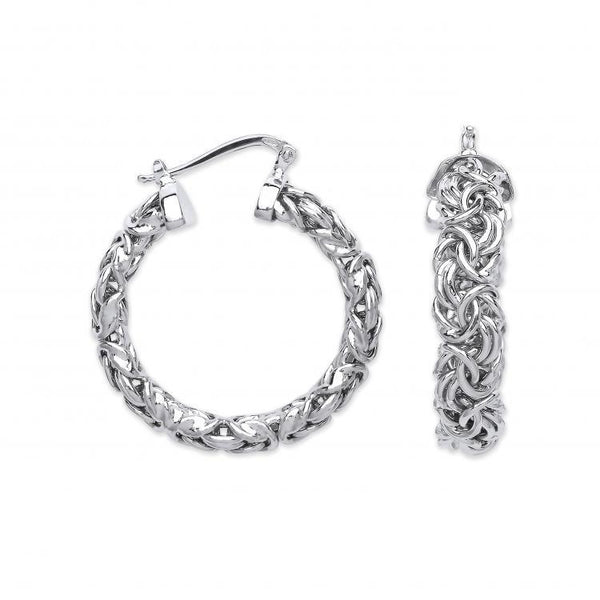 Real Silver Byzantine Hoop Earrings