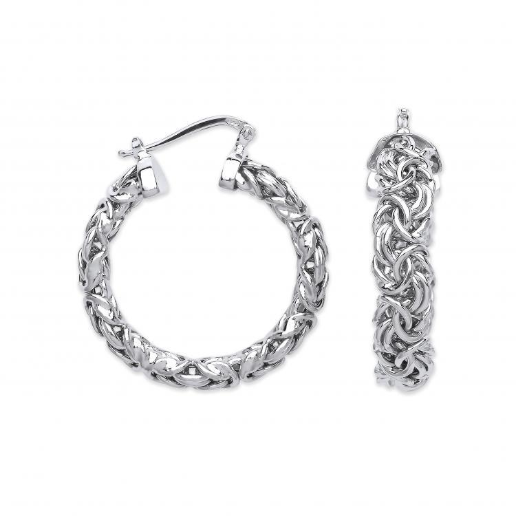 Real Silver Byzantine Hoop Earrings