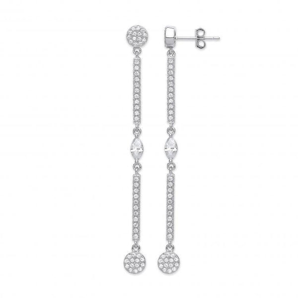 Real Silver CZ Drop Earrings