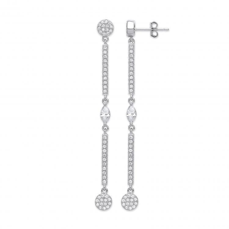 Real Silver CZ Drop Earrings