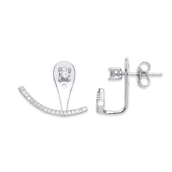 Real Silver CZ Cuff Wrap Stud