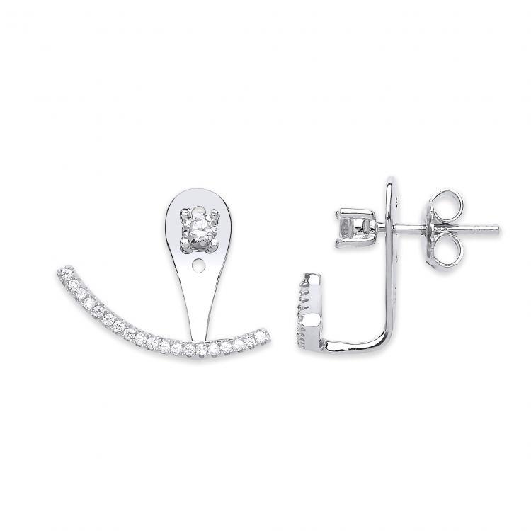 Real Silver CZ Cuff Wrap Stud