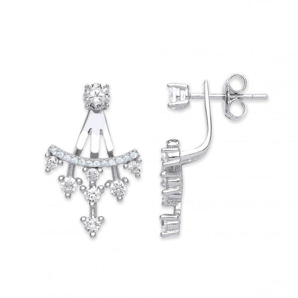 Real Silver Cuff Wrap CZ Studs