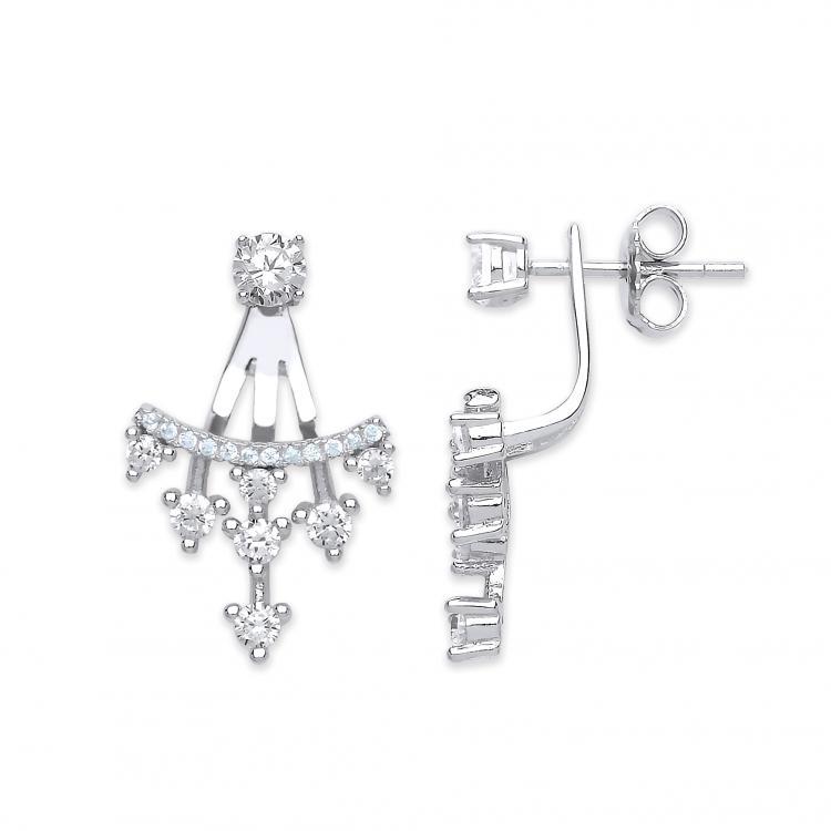 Real Silver Cuff Wrap CZ Studs