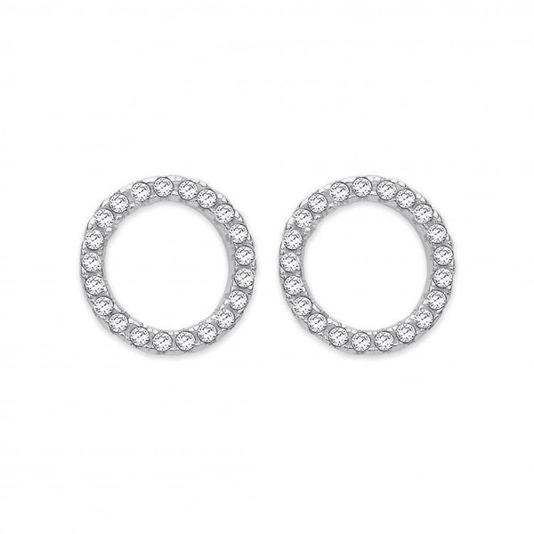 Real Silver Circle of Life CZ Studs
