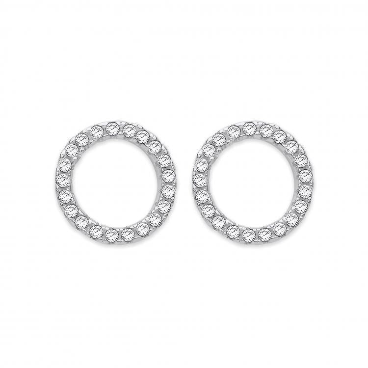 Real Silver Circle of Life CZ Studs
