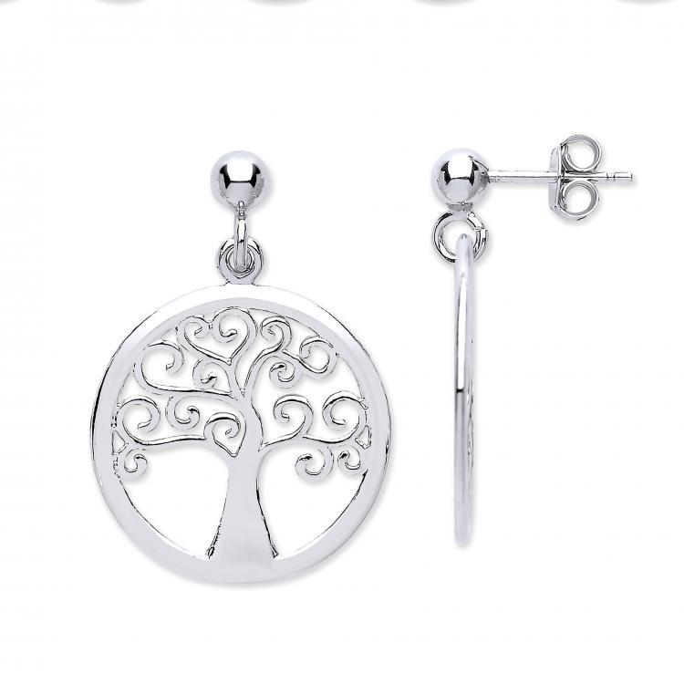 Real Silver Tree of Life Earrings