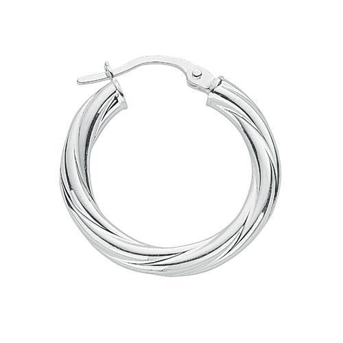 Real Silver Twisted Hoops