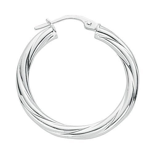 Real Silver Twisted Hoops