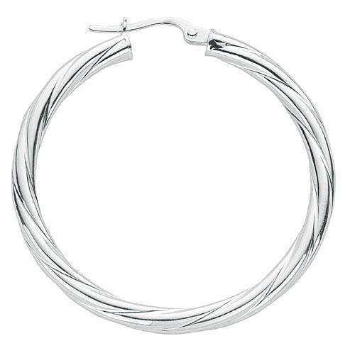 Real Silver Twisted Hoops