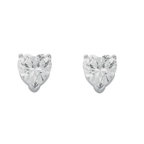Real Silver Heart Cut CZ Studs