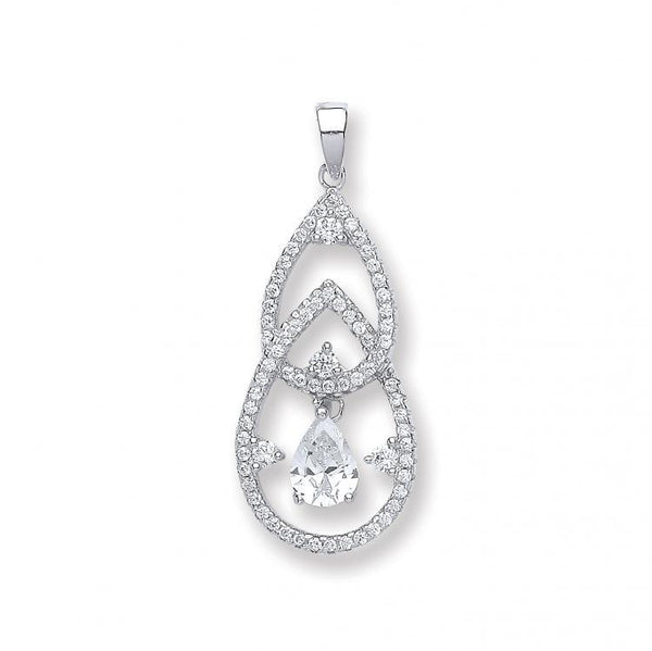 Real Silver Fancy CZ Drop Pendant (includes chain 18")