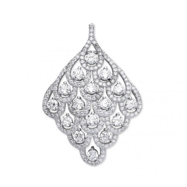 Real Silver Peacock Shape CZ Pendant (includes chain)