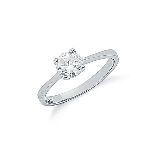 Real Silver Claw Set Cz Solitaire Ring