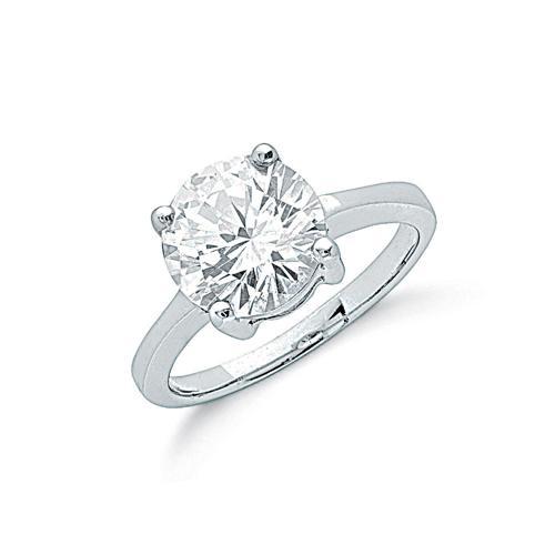 Real Silver Claw Set Large Cz Solitaire Ring