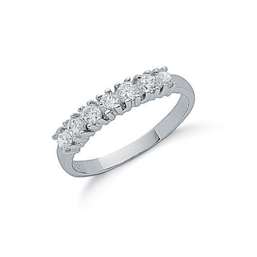 Real Silver Claw Set Cz Half Eternity Ring
