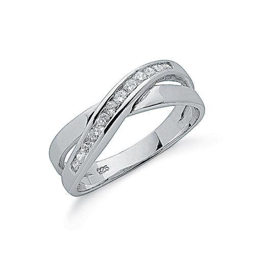 Real Silver Crossover Cz Ring