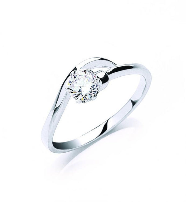 Real Silver Claw Set Cz Solitaire Ring