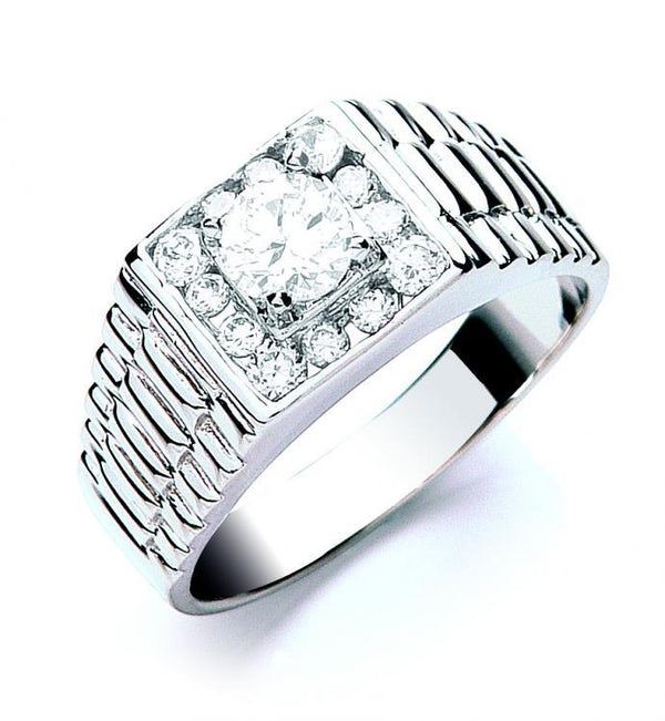 Real Silver Gents Cz Ring