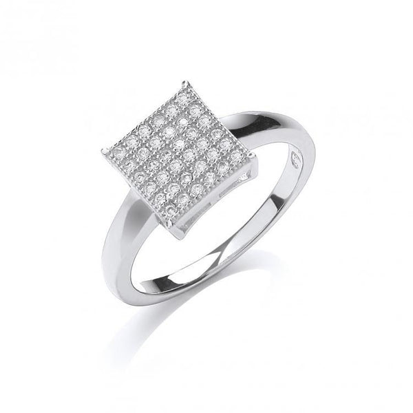 Real Silver Micro-Pave Square Cz Ring