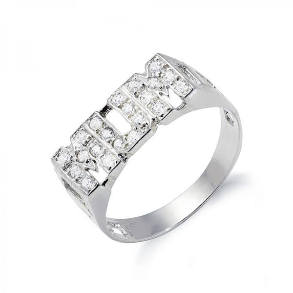 Real Silver MUM Cz ID Side Ring