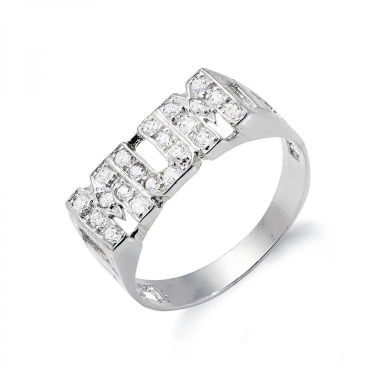 Real Silver MUM Cz ID Side Ring