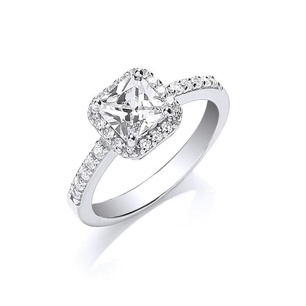 Real Silver Square Cz Ring