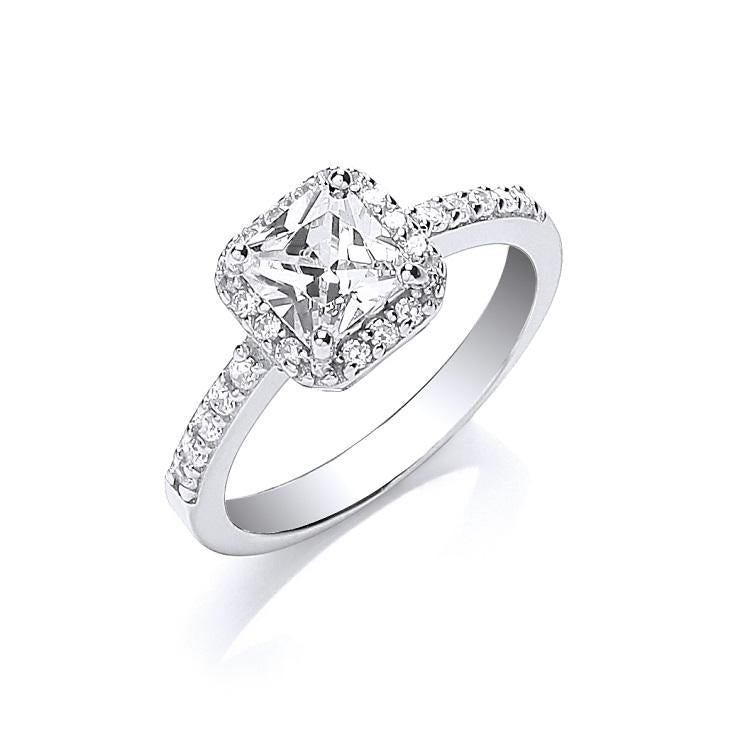 Real Silver Square Cz Ring