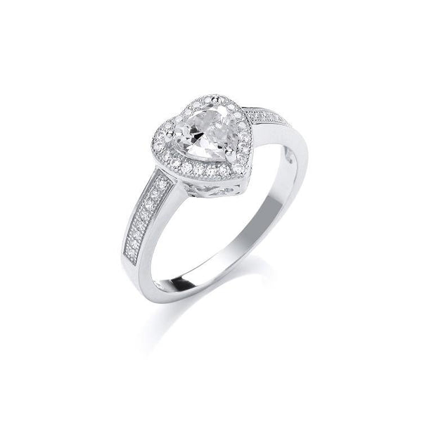 Real Silver Cz Heart Ring