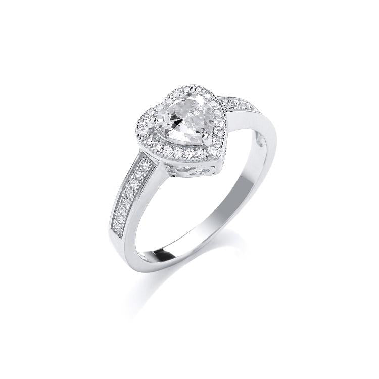 Real Silver Cz Heart Ring
