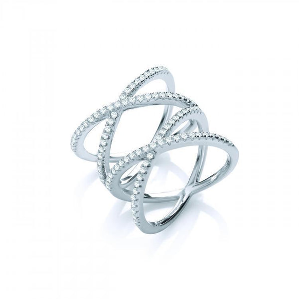 Real Silver Full Finger Kisses Cz Ring
