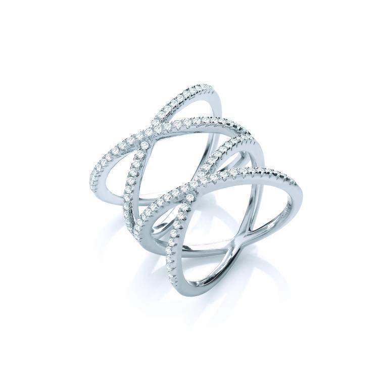Real Silver Full Finger Kisses Cz Ring