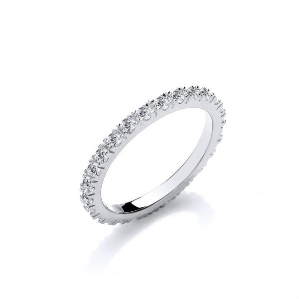 Real Silver Round Cz Full ET Single Row Ring