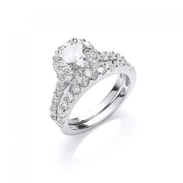 Real Silver Bridal Ring Set with Cz