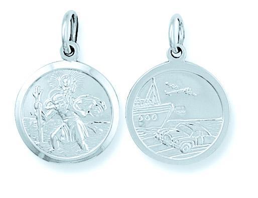 Real Silver St Christopher Doubled Sided Pendant