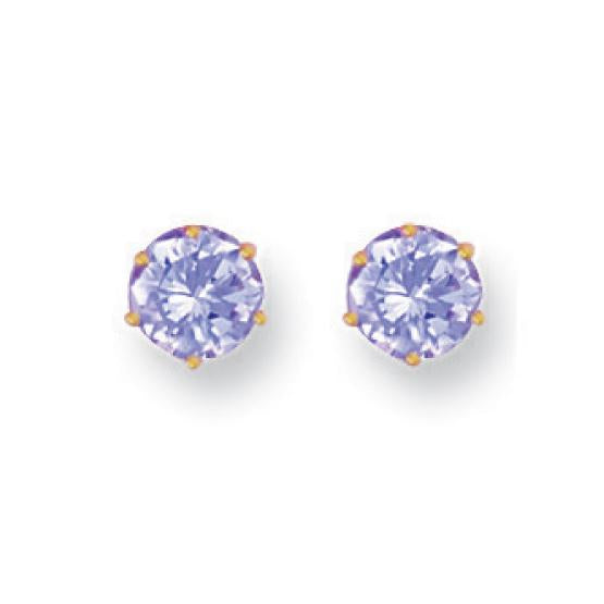 9ct Gold Lavender Colour Cubic Zirconia Solitaire studs