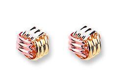 9ct 3 Colour Gold Knot Studs.