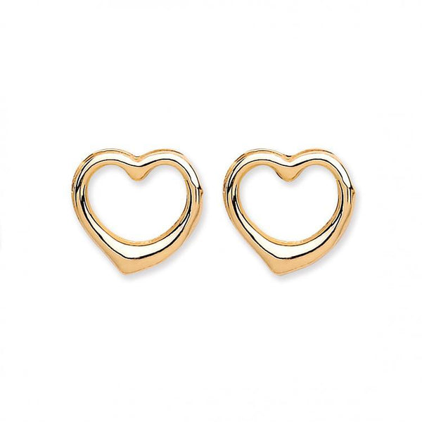9ct Gold Open Heart Studs