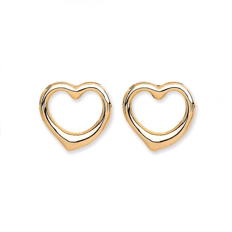 9ct Gold Open Heart Studs