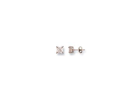 9ct White Gold 6mm Heavy Claw Set Princess cut Cubic Zirconia Studs