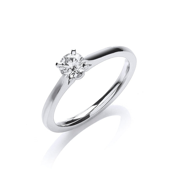18ct White Gold Real Diamond 0.30ct Solitaire Ring Certificated