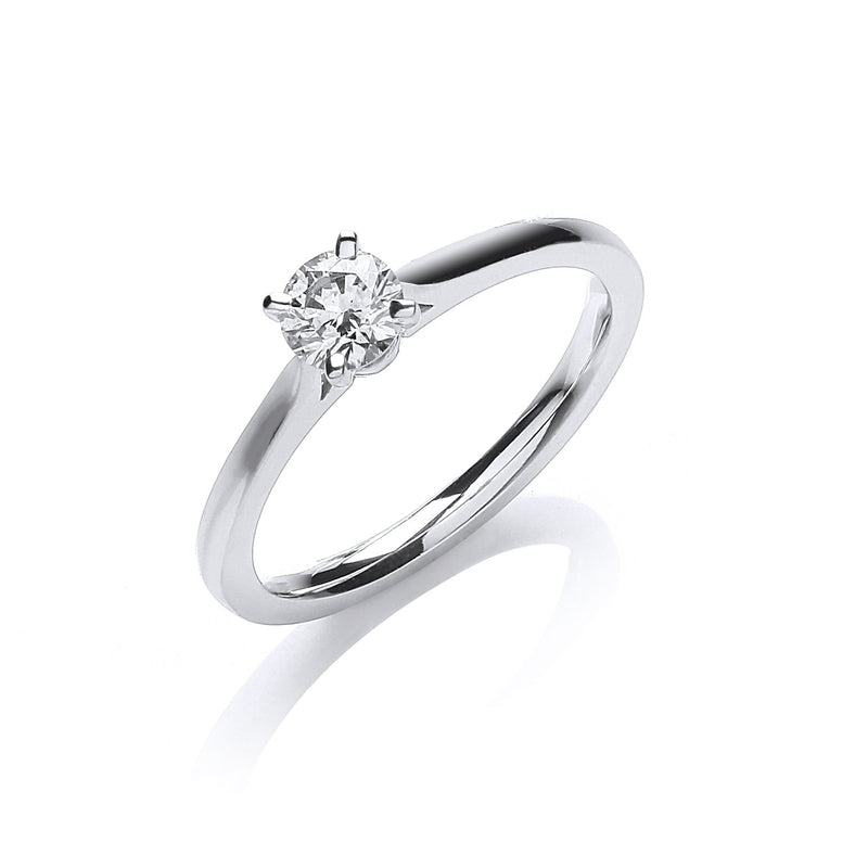 18ct White Gold Real Diamond 0.30ct Solitaire Ring Certificated