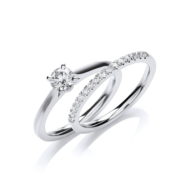 18ct White Gold Real Diamond 0.30ct Solitaire Ring Certificated