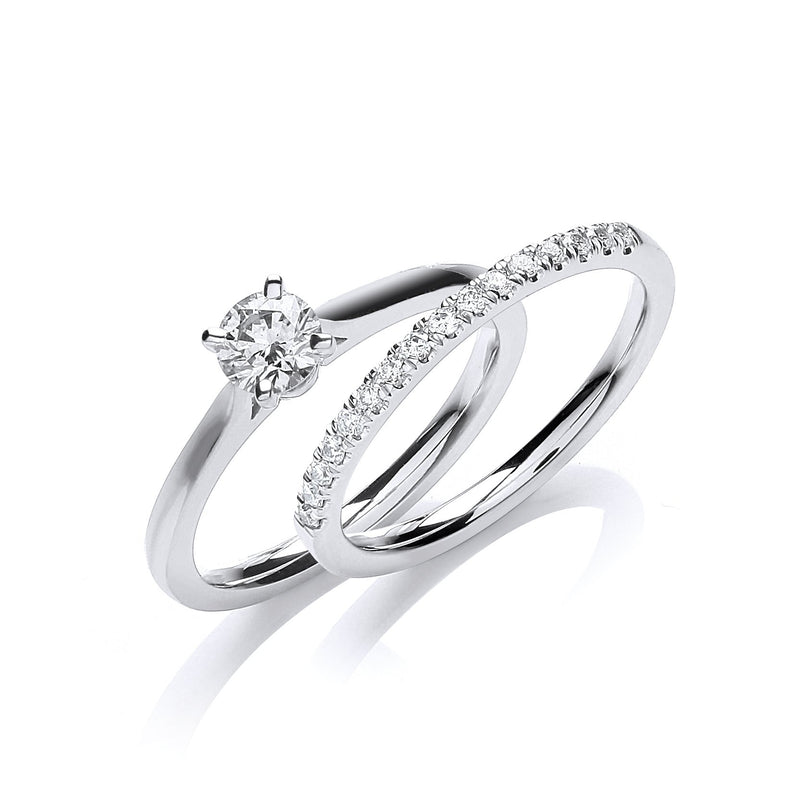 18ct White Gold Real Diamond 0.15ct Half Eternity Ring.