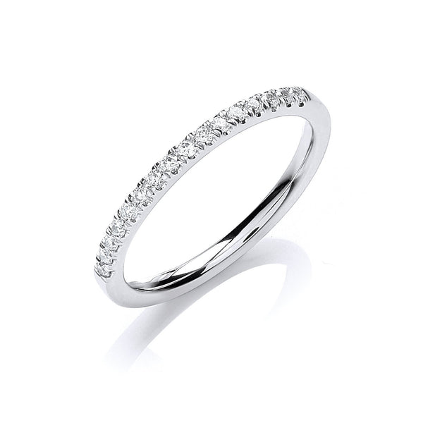 18ct White Gold Real Diamond 0.15ct Half Eternity Ring.