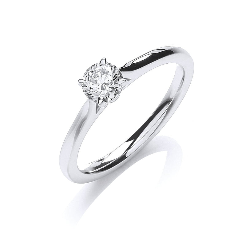 18ct White Gold 0.40 Real Diamond Ring Certified