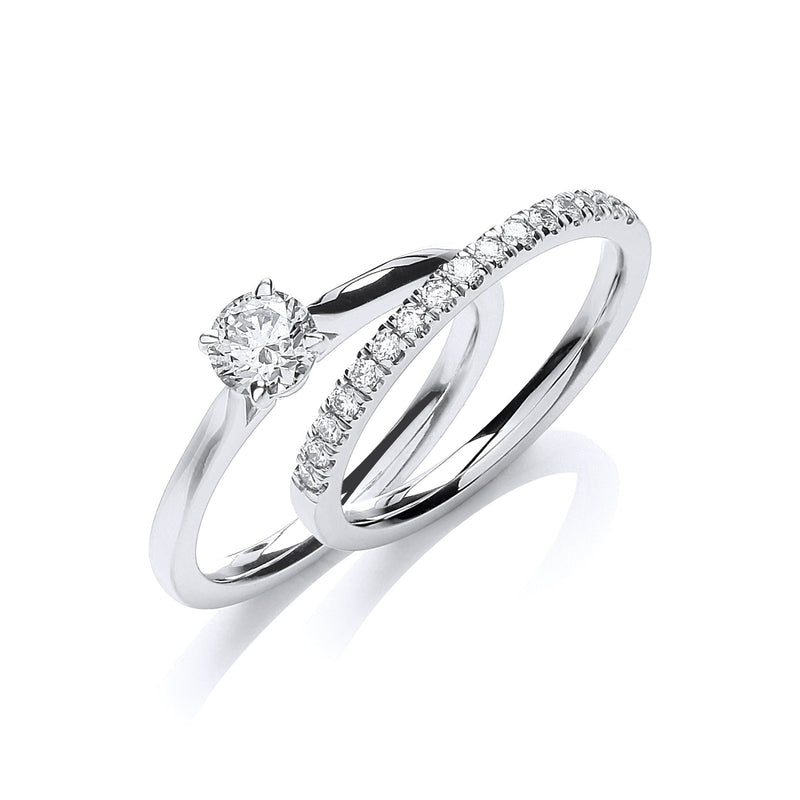 18ct White Gold 0.40 Real Diamond Ring Certified
