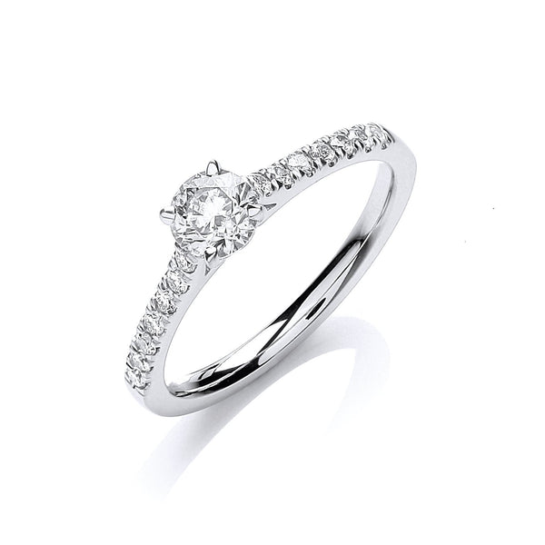 18ct White Gold Real Diamond 0.55ct Solitaire Ring Certified