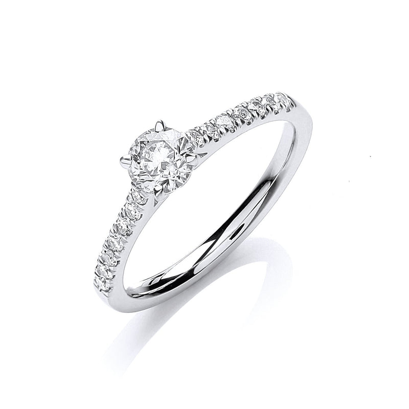 18ct White Gold Real Diamond 0.55ct Solitaire Ring Certified